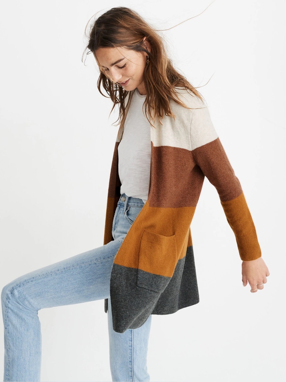 Madewell Kent Striped Cardigan Sweater in Coziest Yarn Size XS